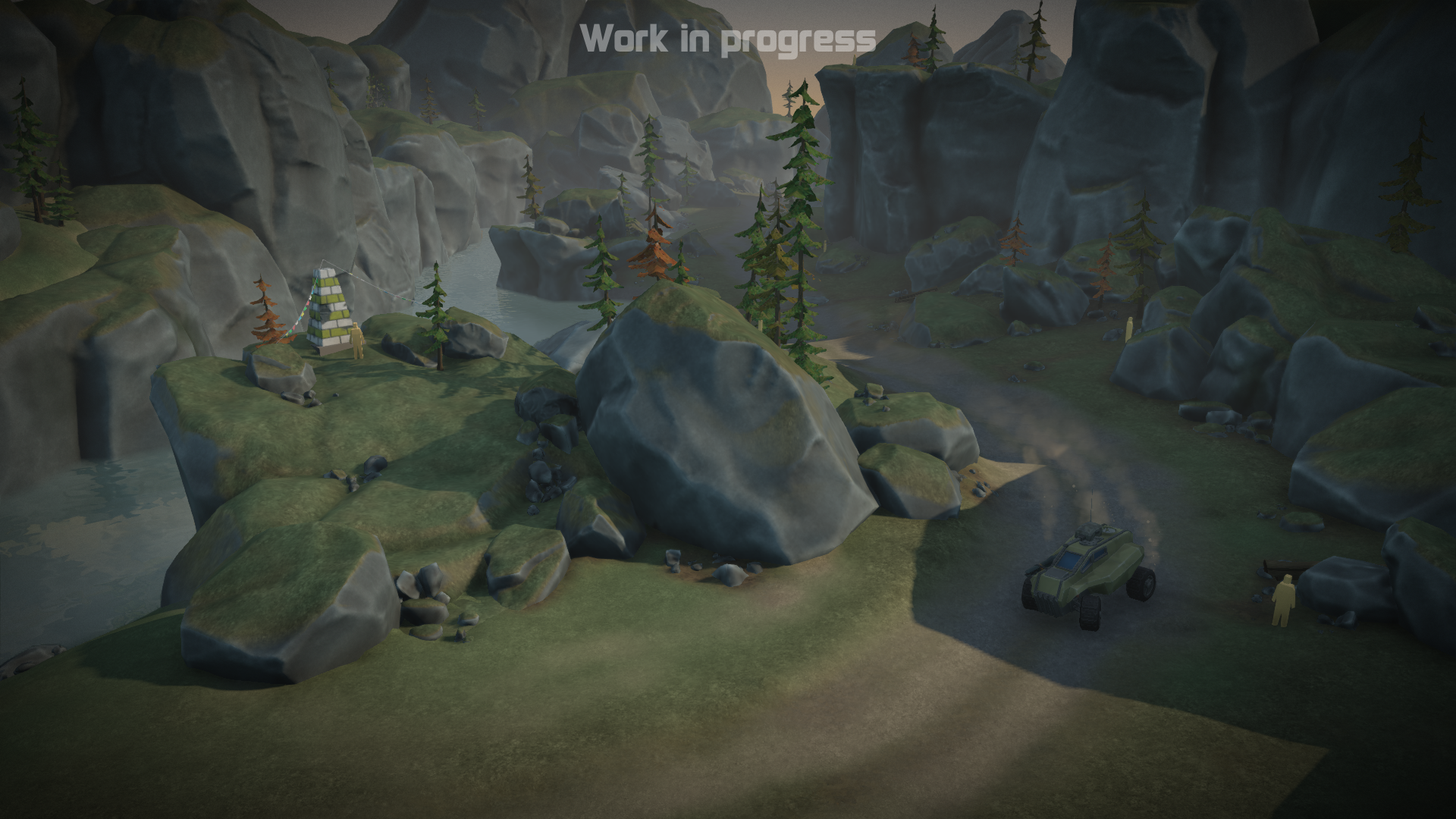 The lancer, a light scout vehicle, races through a canyon in the upcoming demo of Project Slide.