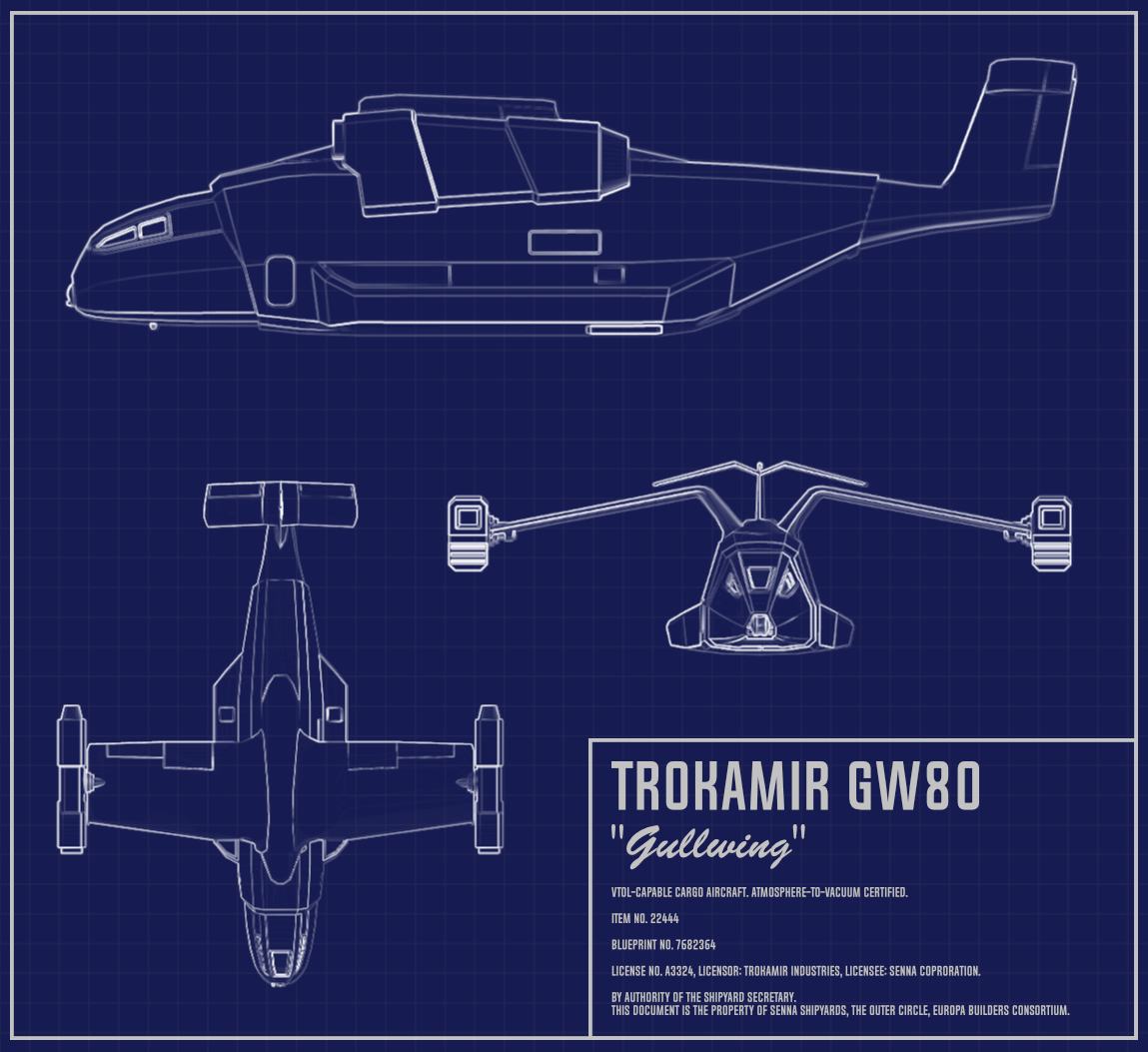 A blueprint for the GW80 dropship.