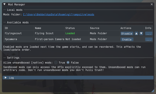 Work-in-progress mod manager UI